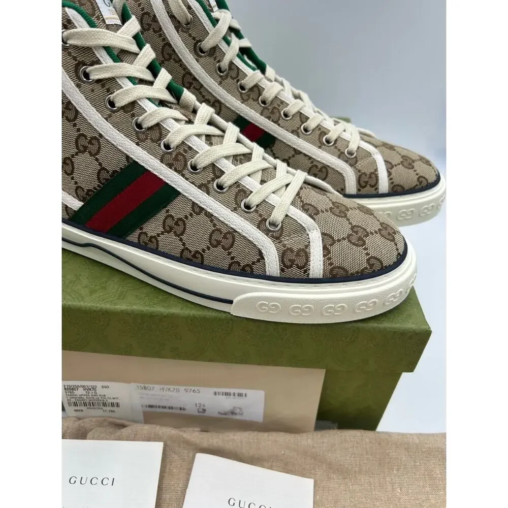 Men's Gucci tennis 1977 GG monogram canvas sneakers size 12.5 fits 13 US